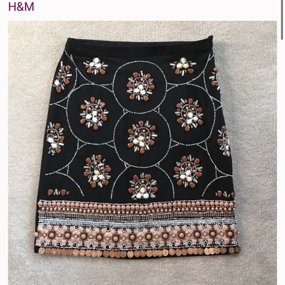 H&M Jeweled & Embroidered Black Skirt - Picture 8 of 9
